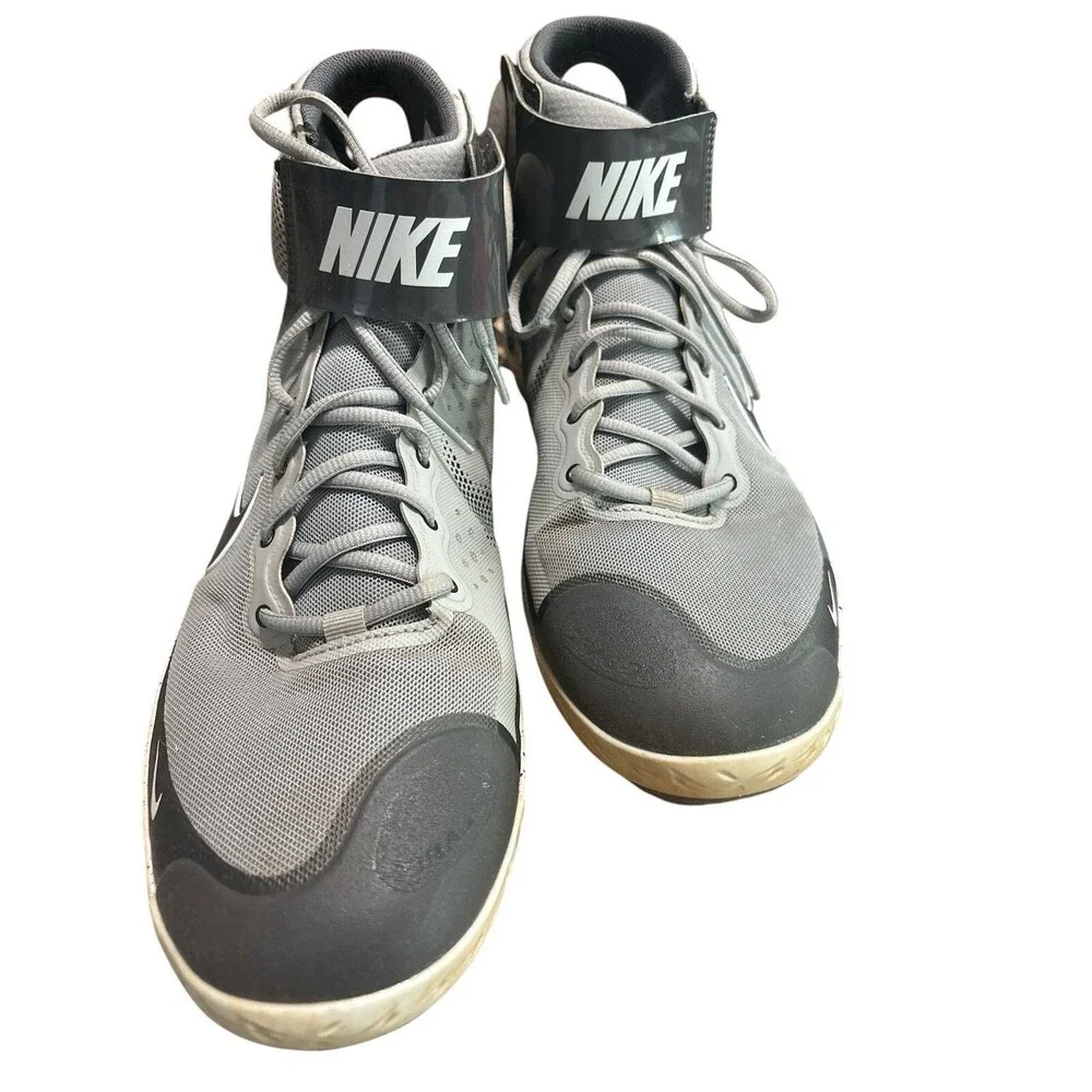Nike Men's 14 Alpha Huarache Elite 3 Mid Baseball Cleats Light Smoke Grey GUC
